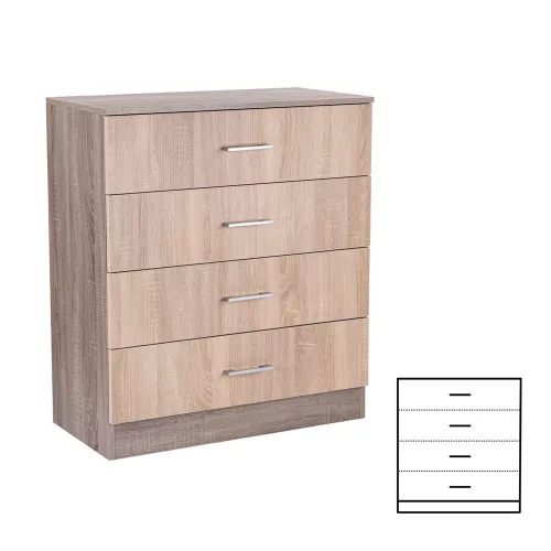Miami kommode 4 schubladen 80x92 cm sonoma eiche-york eiche