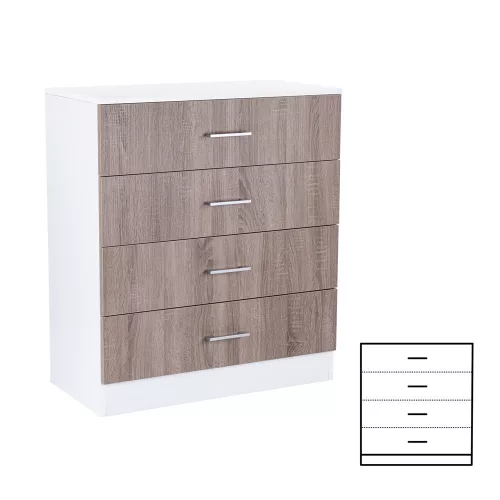 Miami sideboard mit 4 schubladen 80x92 cm york eiche-weiss