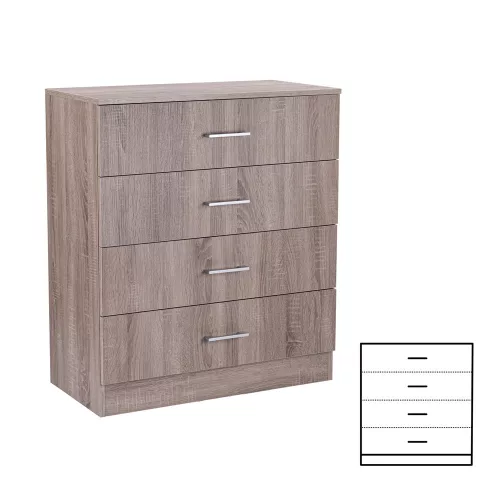 Miami Sideboard mit 4 Schubladen 80x92 cm York Eiche-York Eiche