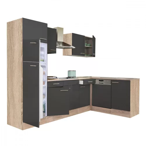 Yorki 280 Eck-Küchenzeile mit Top-Gefrierschrank und Kühlschrank