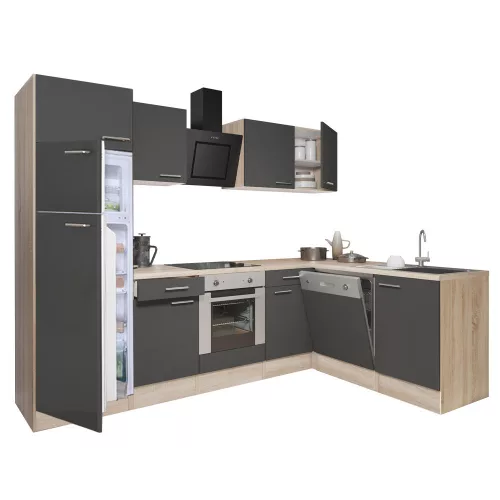 Yorki 280 Eck-Küchenzeile mit Top-Gefrierschrank und Kühlschrank