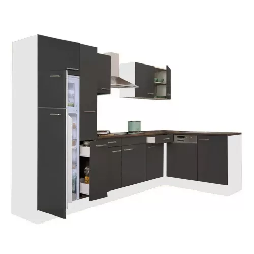 Yorki 310 Eck-Küchenzeile mit Top-Gefrierschrank und Kühlschrank