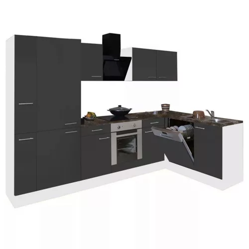 Yorki 310 Eck-Küchenzeile mit unterem Backofen, Regalversion