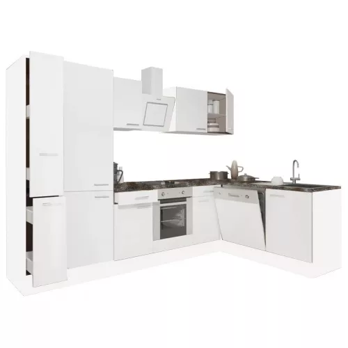 Yorki 310 Eck-Küchenzeile mit unterem Backofen, Regalversion