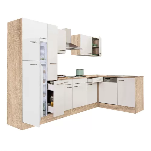 Yorki 310 Eck-Küchenzeile mit Top-Gefrierschrank und Kühlschrank