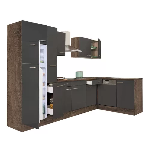 Yorki 310 Eck-Küchenzeile mit Top-Gefrierschrank und Kühlschrank