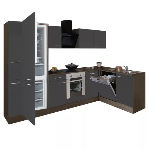 Yorki 310 Eckküchenzeile mit unterem Backofen, Sub-Kühlschrank mit Kühlschrank