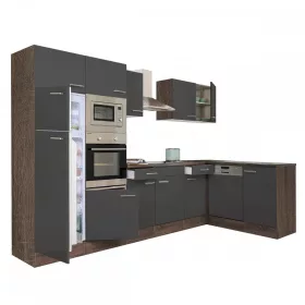   Yorki 340 Eckküchenzeile mit Gefrierschrank und Kühlschrank