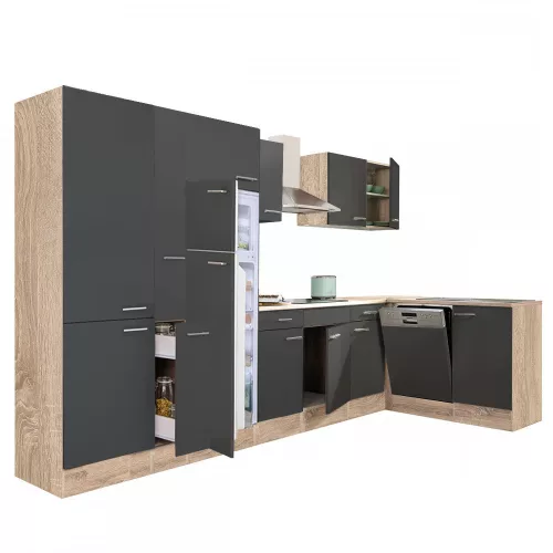 Yorki 370 Eckküchenzeile mit Gefrierschrank und Kühlschrank