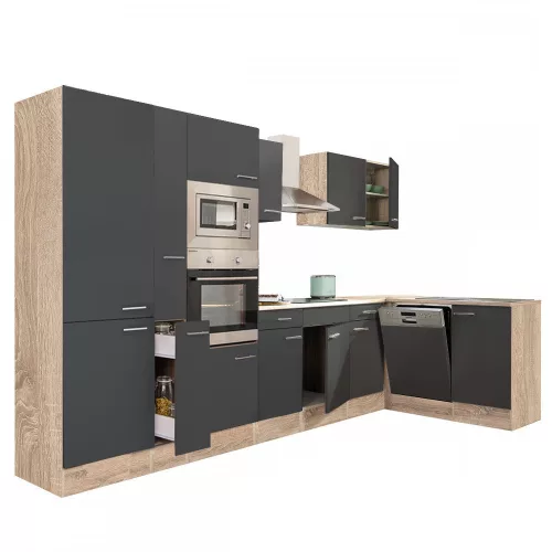 Yorki 370 Eckküchenzeile mit Backofen und Mikrowelle