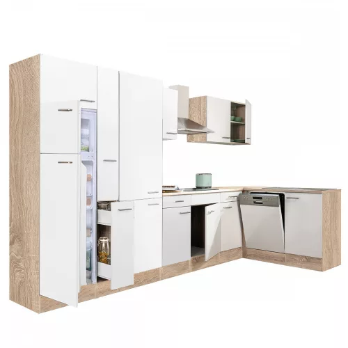 Yorki 370 Eckküchenzeile mit Gefrierschrank und Kühlschrank