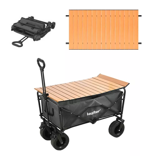 Zusammenklappbarer Premium-Gartenstrandwagen mit Tisch grau