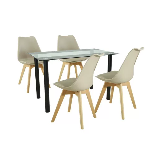 Merlo 4+1 Esstisch-Set beige