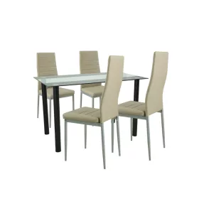 Mezza 4+1 Esstisch-Set beige-grau