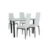 Mezza 4+1 Esstisch-Set weiß-schwarz