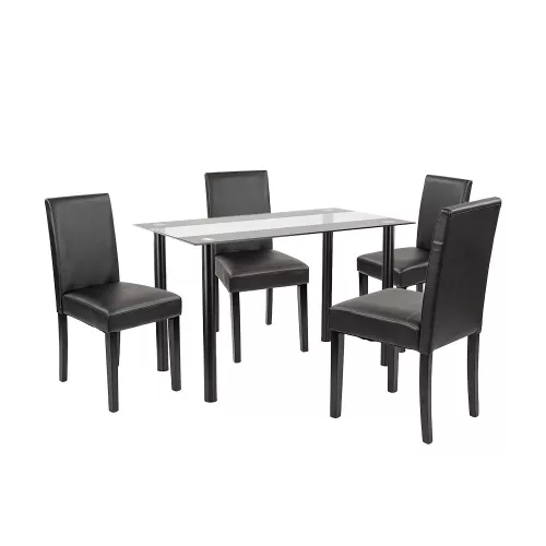 Karin 4+1 Esstisch-Set schwarz-schwarz