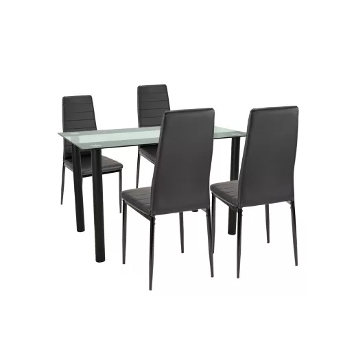 Mezza 4+1 Esstisch-Set schwarz-schwarz