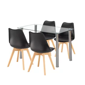 Velon 4+1 Esstisch-Set weiß-schwarz