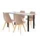 Zelma 4+1 Esstisch-Set schwarz-beige