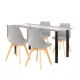 Zelma 4+1 Esstisch-Set schwarz-grau