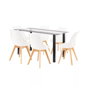 Zelma 6+1 Esstisch-Set weiß
