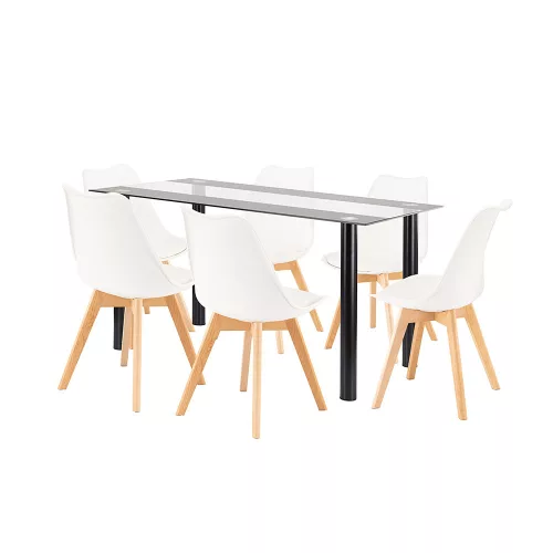 Zelma 6+1 Esstisch-Set weiß
