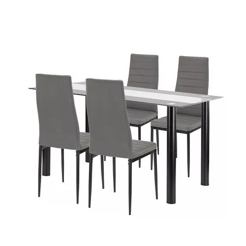 Denton 4+1 Esstisch-Set grau-schwarz
