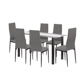 Denton 6+1 Esstisch-Set grau-schwarz
