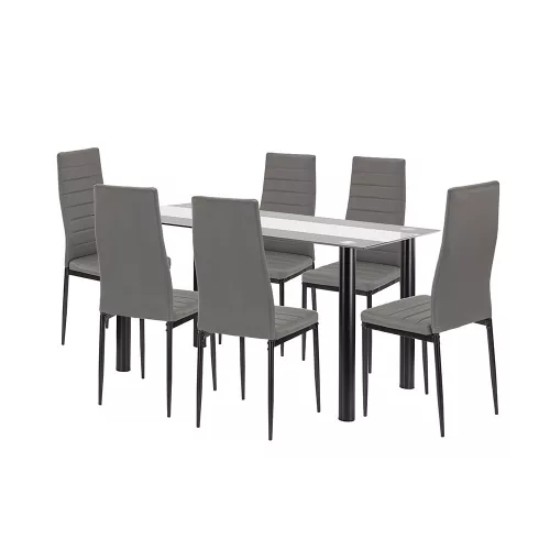 Denton 6+1 Esstisch-Set grau-schwarz