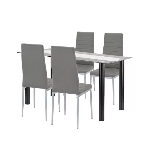 Denton 4+1 Esstisch-Set grau-grau