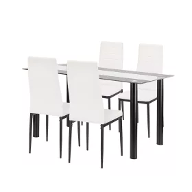 Denton 4+1 Esstisch-Set weiß-schwarz
