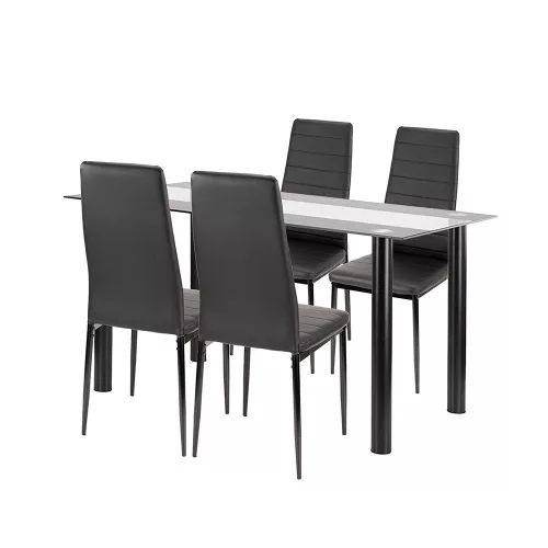 Norman 4+1 Esstisch-Set schwarz