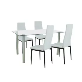 Verna 4+1 Esstisch-Set weiß-schwarz