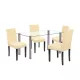 Cadiz 4+1 Esstisch-Set weiß-beige