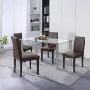 Cadiz 4+1 Esstisch-Set weiß-braun