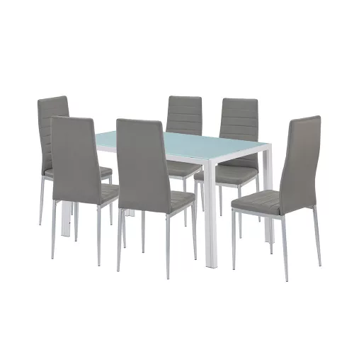Mabel 6+1 Esstisch-Set grau-grau
