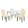 Leon 4+1 Esstisch-Set weiß-beige