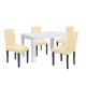 Leon 4+1 Esstisch-Set weiß-beige