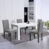 Leon 4+1 Esstisch-Set weiß-grau
