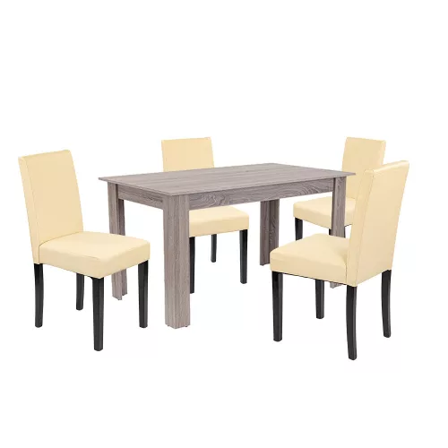 Leon 4+1 Esstischset York Eiche-beige