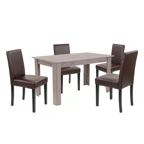 Leon 4+1 esstisch set york eiche braun
