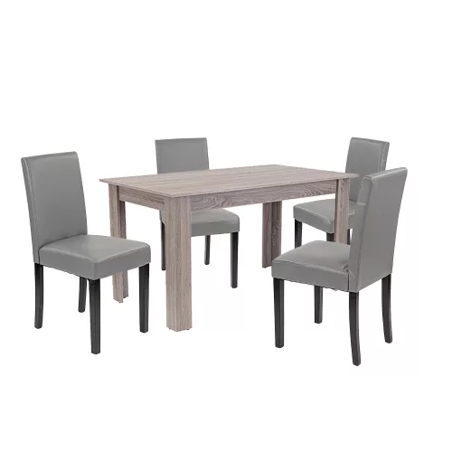 Leon 4+1 esstisch set york eiche grau