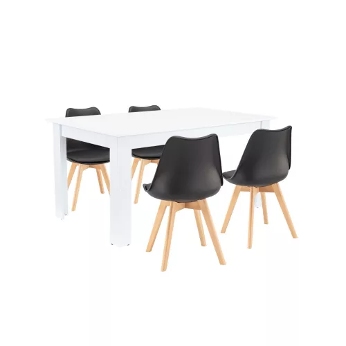 Lola 4+1 Esstisch-Set schwarz-weiß