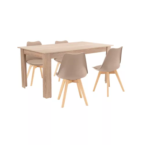 Lola 4+1 Esstisch-Set beige-sonoma Eiche