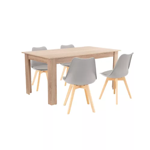 Lola 4+1 Esstisch-Set grau-sonoma Eiche