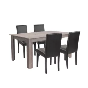 Leon 4+1 esstisch set york eiche-schwarz