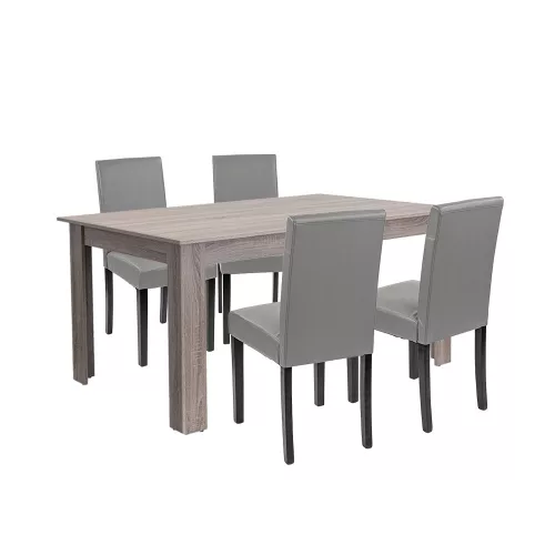 Leon 4+1 esstisch set york eiche grau