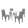 Leon 4+1 Esstisch-Set weiß-grau