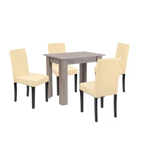 Leon 4+1 Esstischset York Eiche-beige