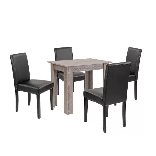 Leon 4+1 esstisch set york eiche-schwarz